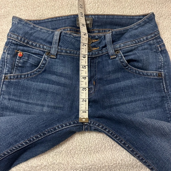 Hudson Signature Midrise Bootcut Denim Jeans Dark Blue Flap Pockets Wide Leg - Picture 8 of 13